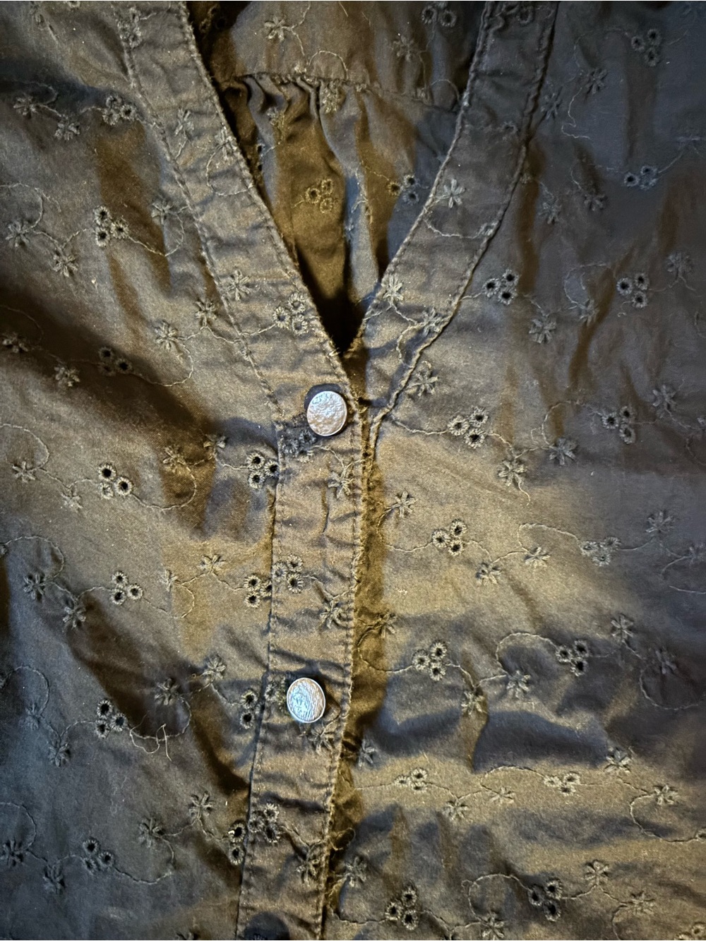 Merona Black Eyelet Button-Front Top - Picture 4 of 8